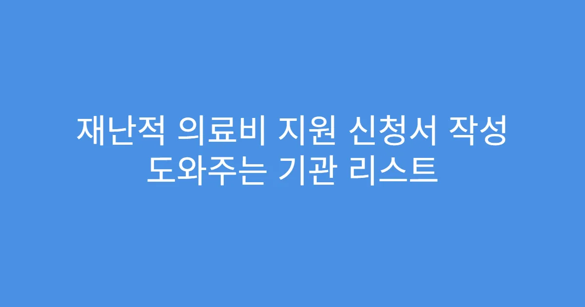 재난적 의료비 지원 신청서 작성 도와주는 기관 리스트