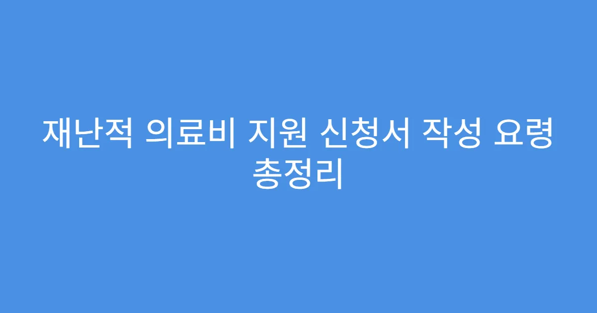 재난적 의료비 지원 신청서 작성 요령 총정리