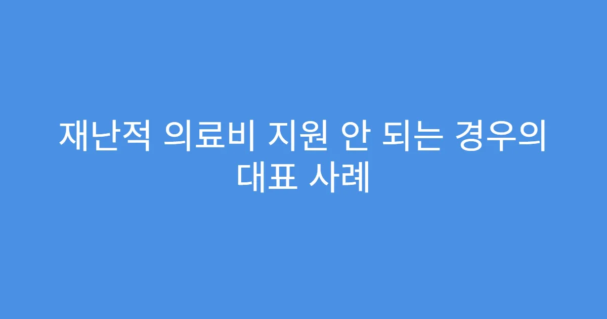 재난적 의료비 지원 안 되는 경우의 대표 사례