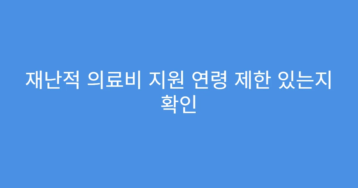재난적 의료비 지원 연령 제한 있는지 확인