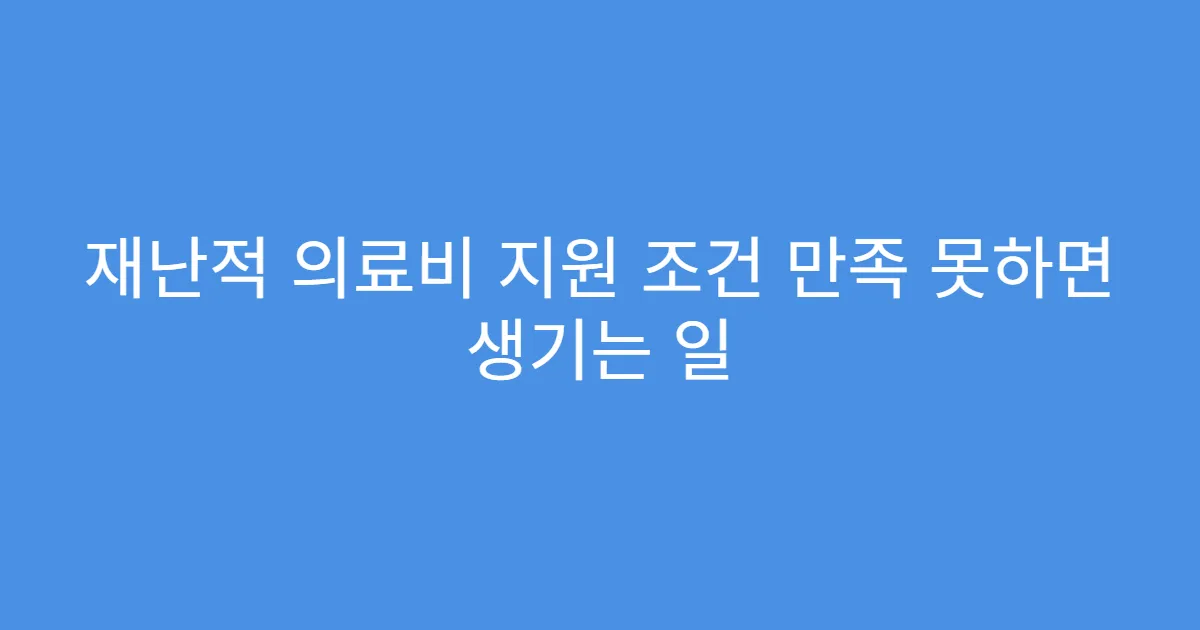 재난적 의료비 지원 조건 만족 못하면 생기는 일