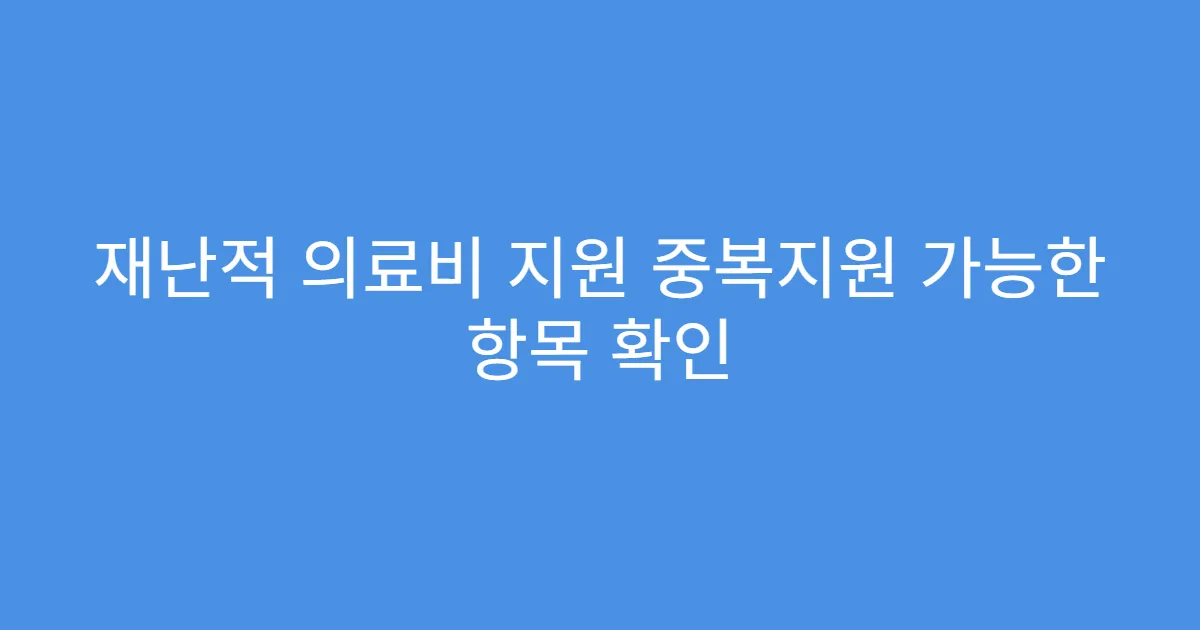 재난적 의료비 지원 중복지원 가능한 항목 확인