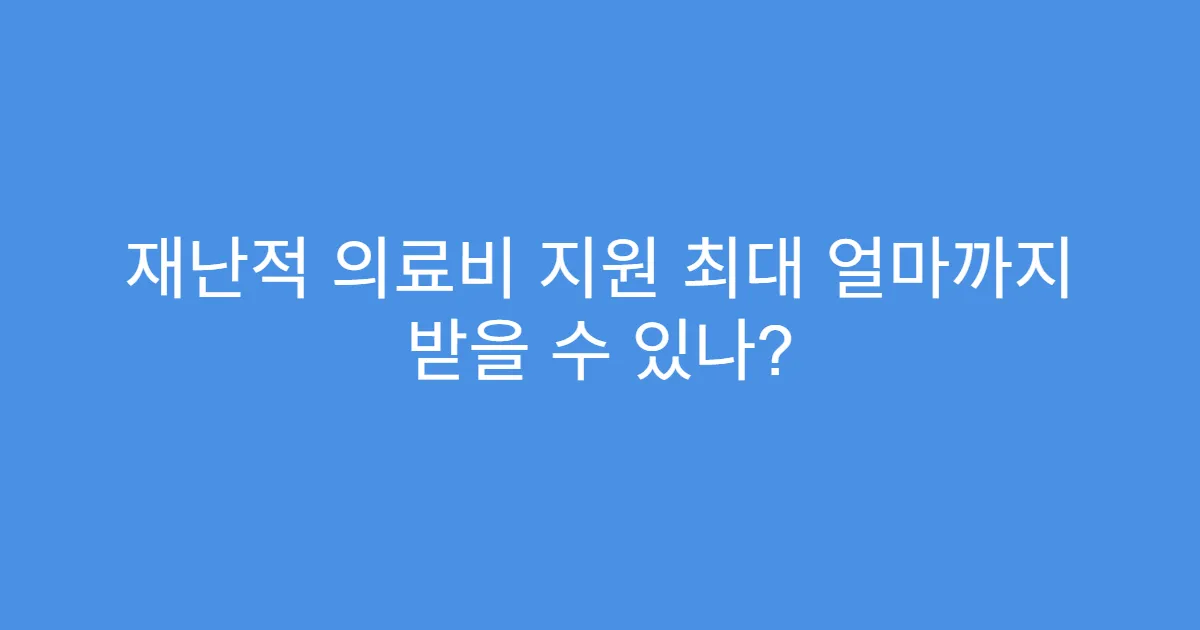 재난적 의료비 지원 최대 얼마까지 받을 수 있나?