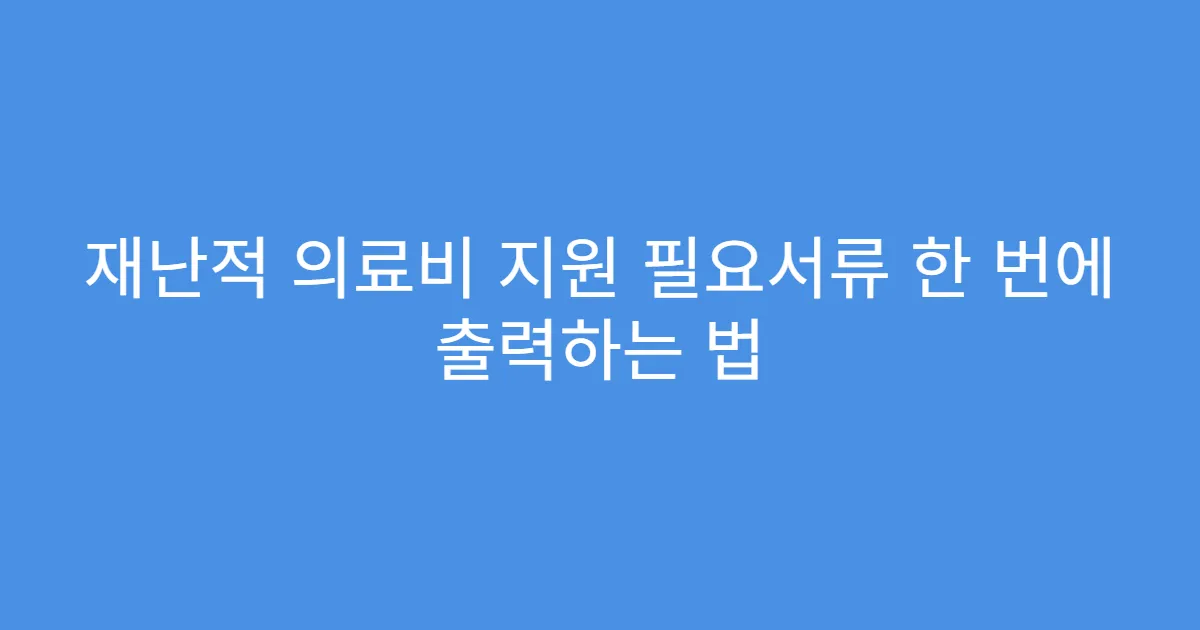 재난적 의료비 지원 필요서류 한 번에 출력하는 법