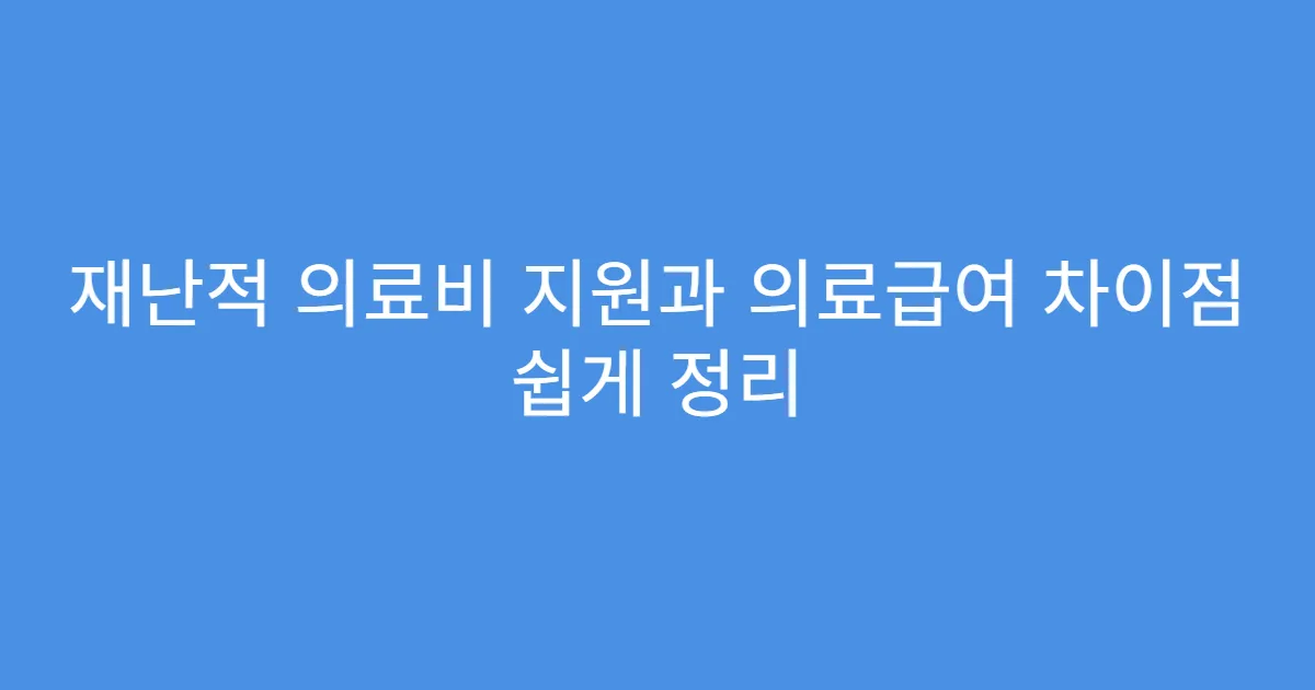 재난적 의료비 지원과 의료급여 차이점 쉽게 정리