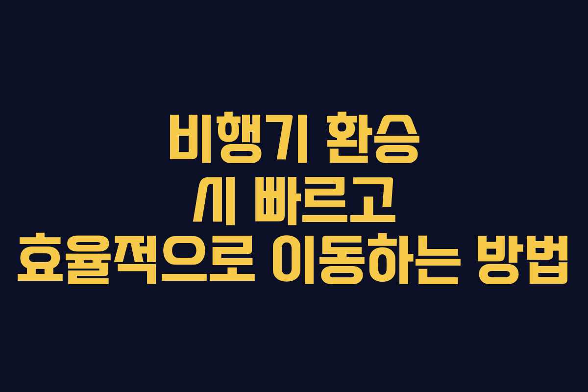 비행기 환승 시 빠르고 효율적으로 이동하는 방법 비행기 환승 시 빠르고 효율적으로 이동하는 방법