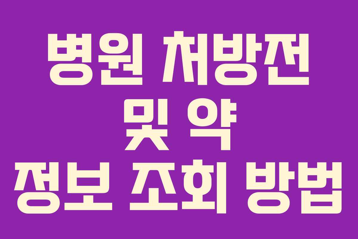병원 처방전 및 약 정보 조회 방법 병원 처방전 및 약 정보 조회 방법