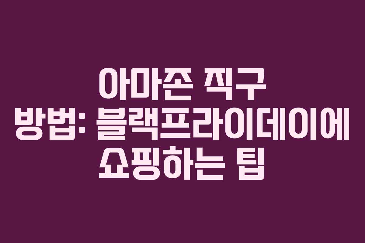 아마존 직구 방법: 블랙프라이데이에 쇼핑하는 팁 아마존 직구 방법: 블랙프라이데이에 쇼핑하는 팁