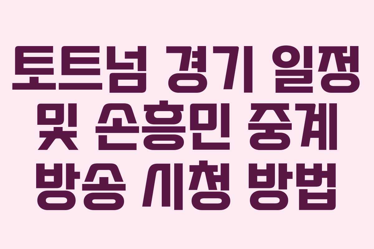 토트넘 경기 일정 및 손흥민 중계 방송 시청 방법
