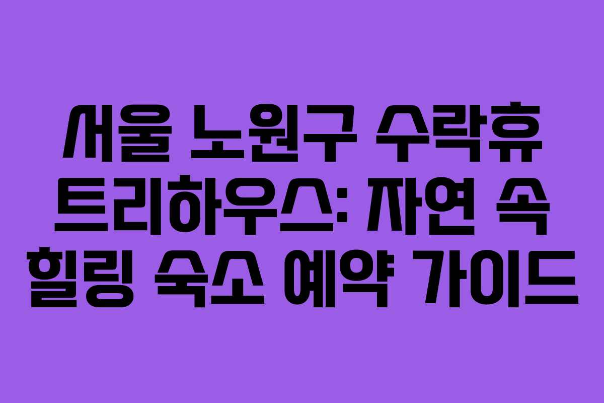 서울 노원구 수락휴 트리하우스: 자연 속 힐링 숙소 예약 가이드