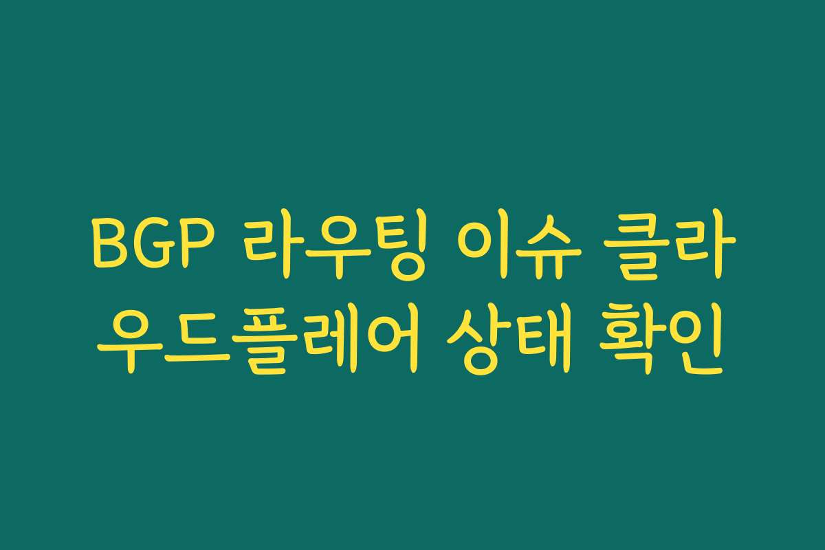 BGP 라우팅 이슈 클라우드플레어 상태 확인
