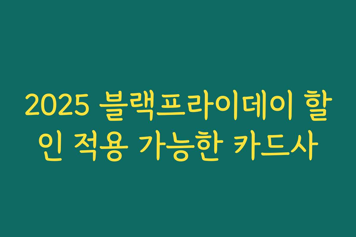 2025 블랙프라이데이 할인 적용 가능한 카드사 2025 블랙프라이데이 할인 적용 가능한 카드사