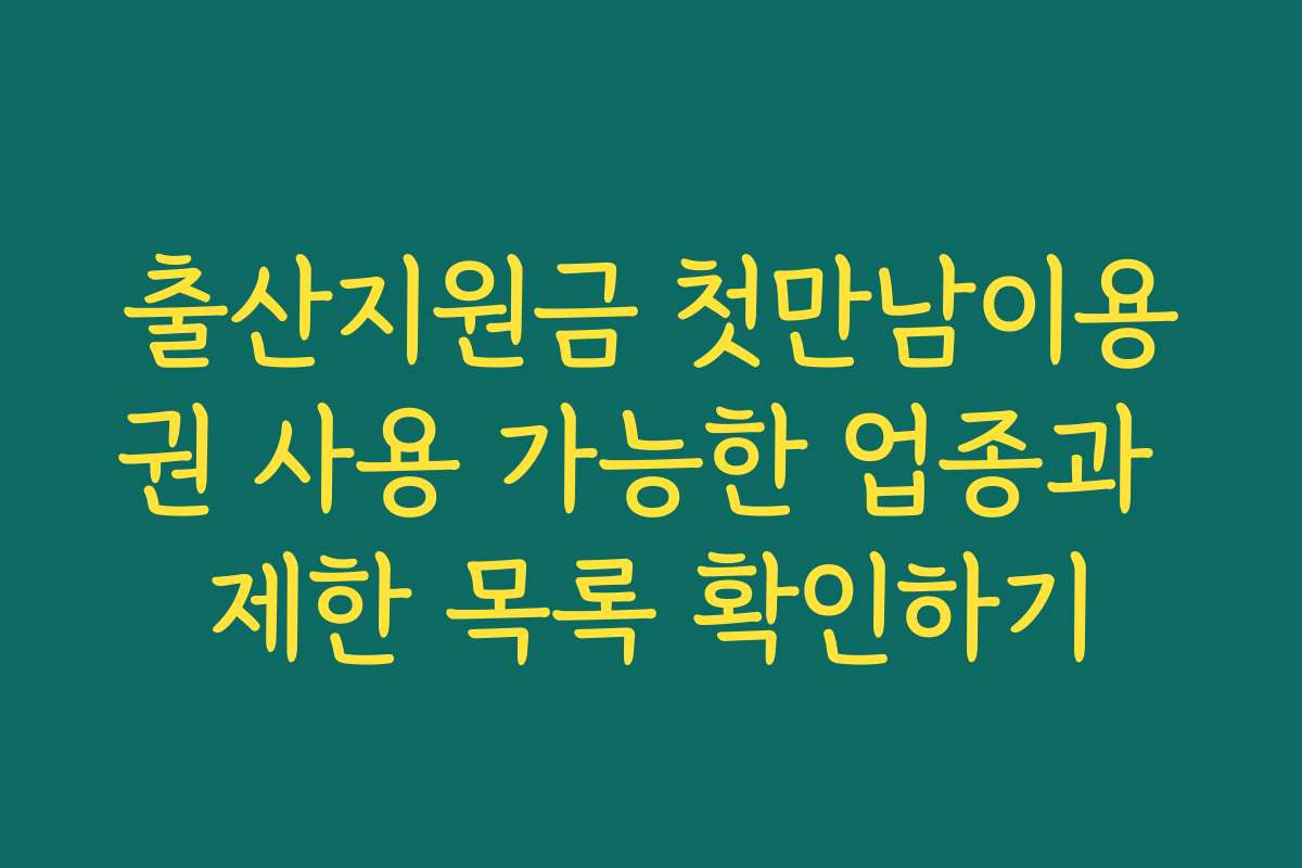 출산지원금 첫만남이용권 사용 가능한 업종과 제한 목록 확인하기