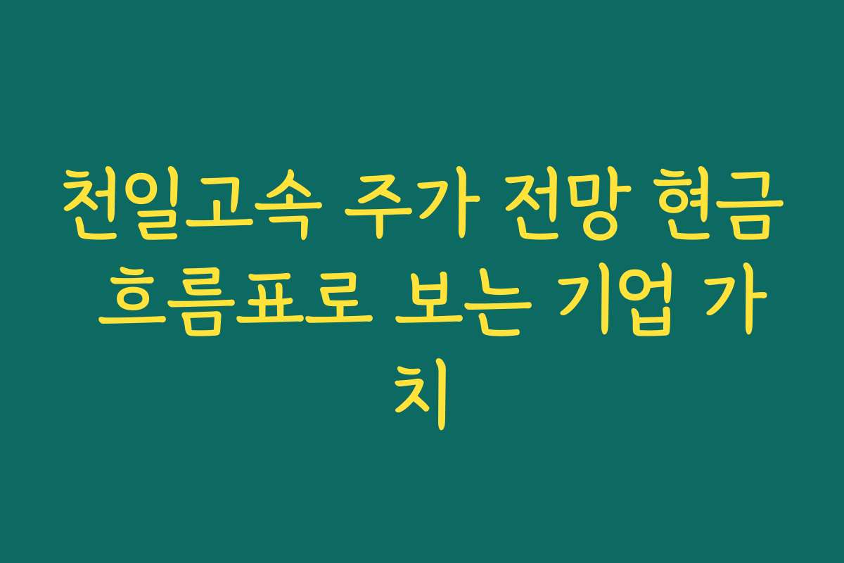 천일고속 주가 전망 현금 흐름표로 보는 기업 가치
