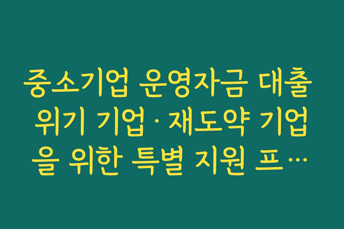 중소기업 운영자금 대출 위기 기업·재도약 기업을 위한 특별 지원 프로그램 알아보기