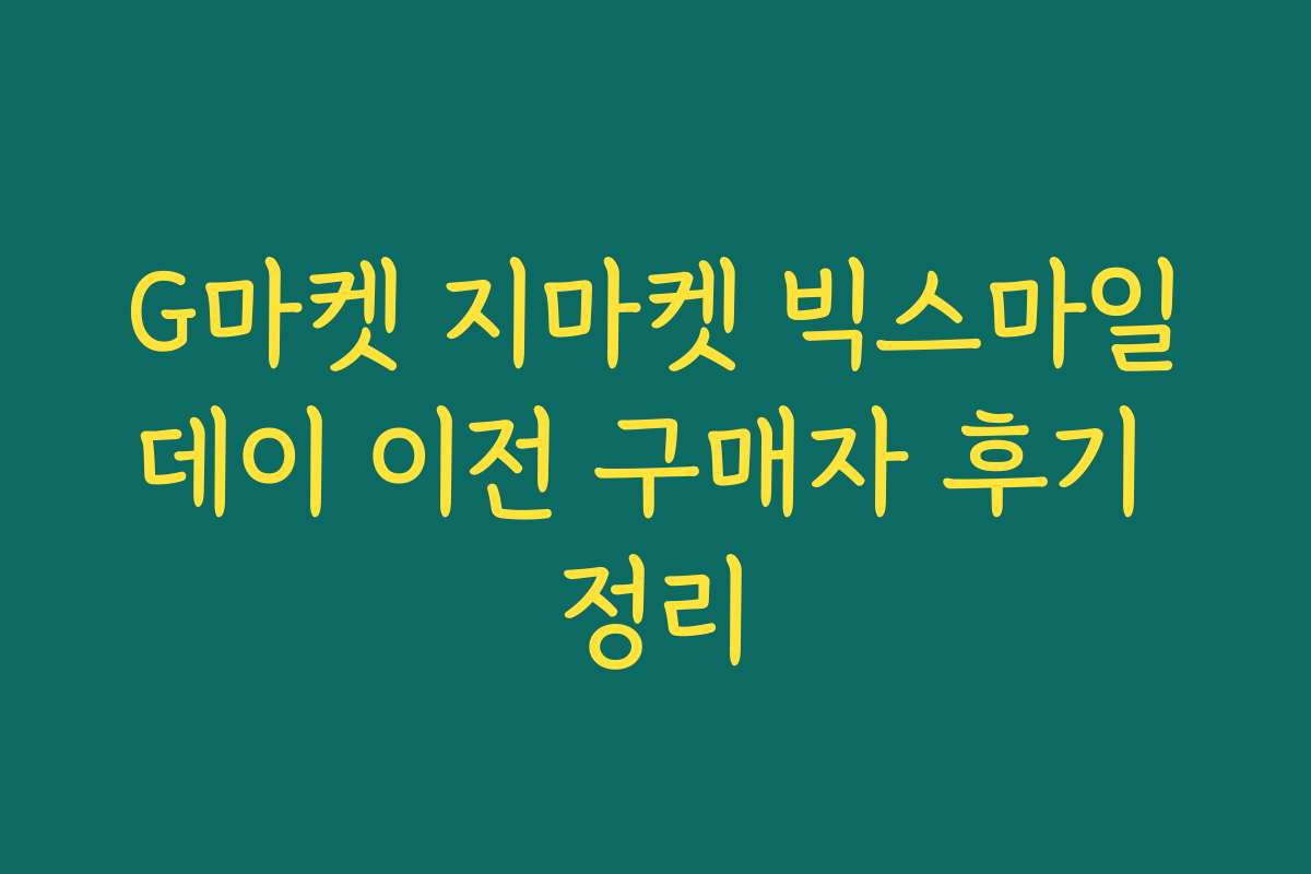 G마켓 지마켓 빅스마일데이 이전 구매자 후기 정리