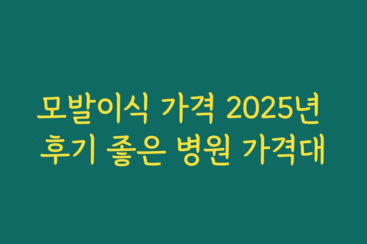 모발이식 가격 2025년 후기 좋은 병원 가격대