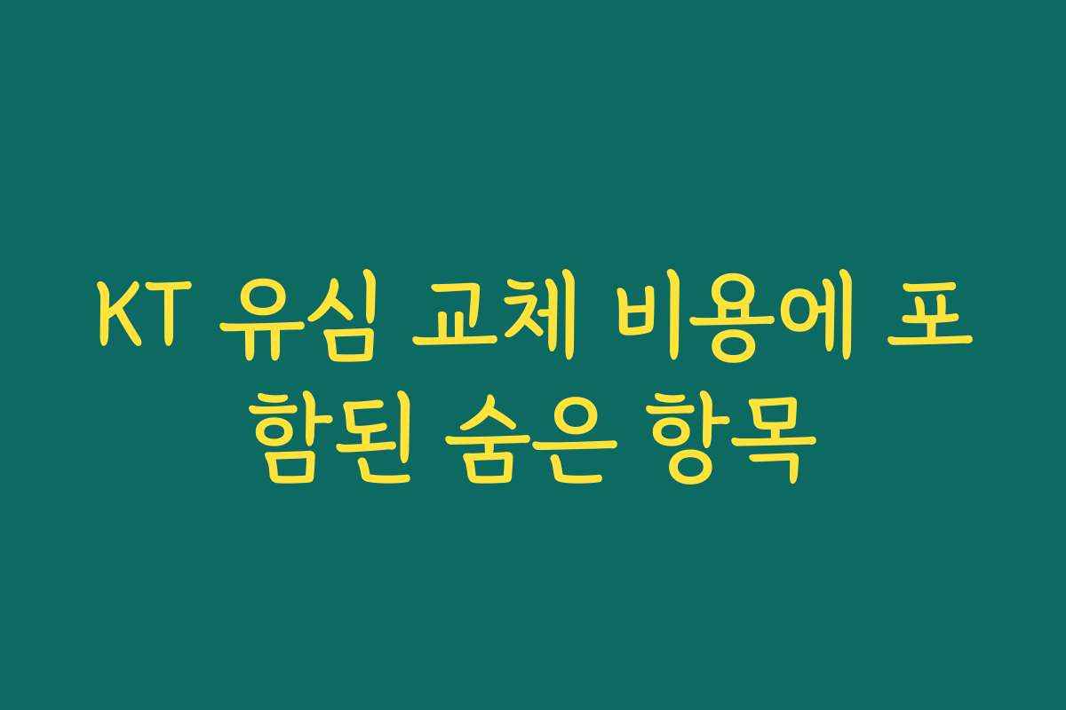 KT 유심 교체 비용에 포함된 숨은 항목