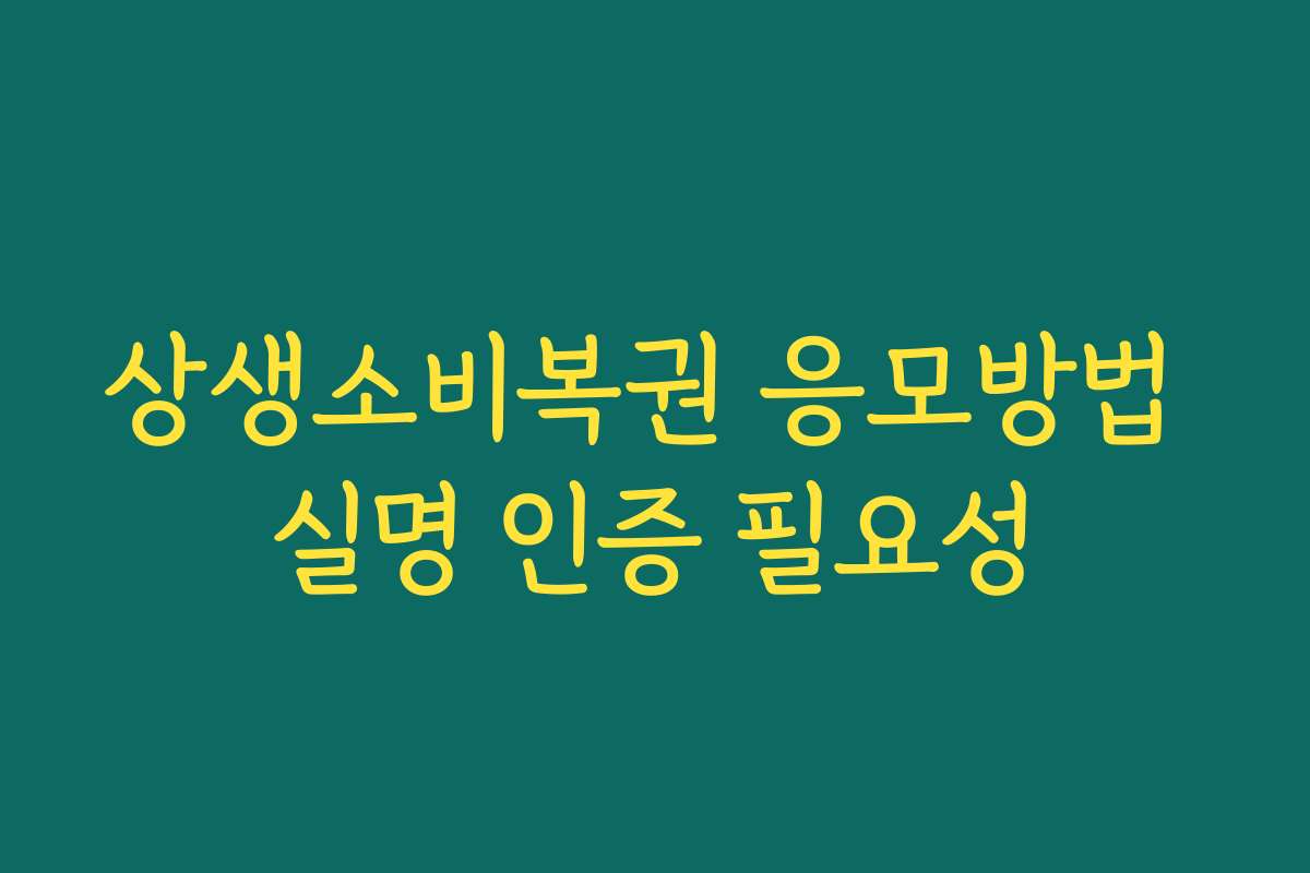 상생소비복권 응모방법 실명 인증 필요성