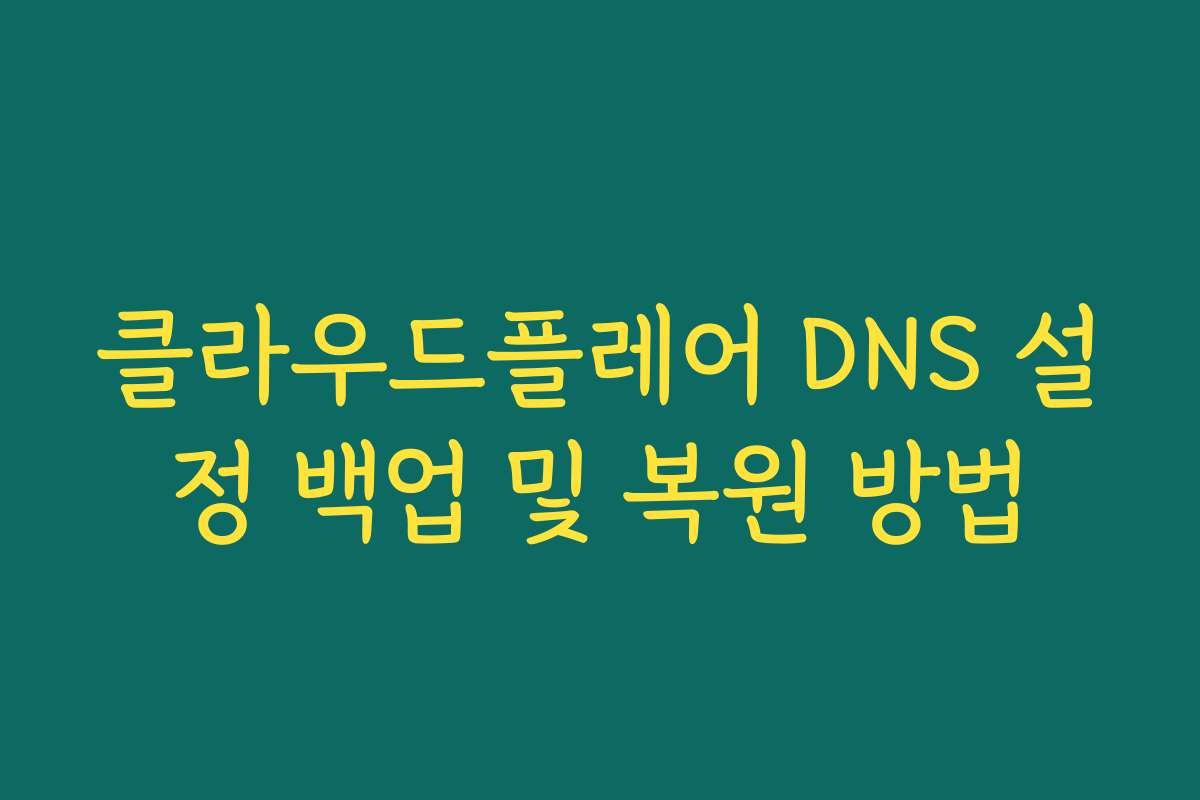 클라우드플레어 DNS 설정 백업 및 복원 방법
