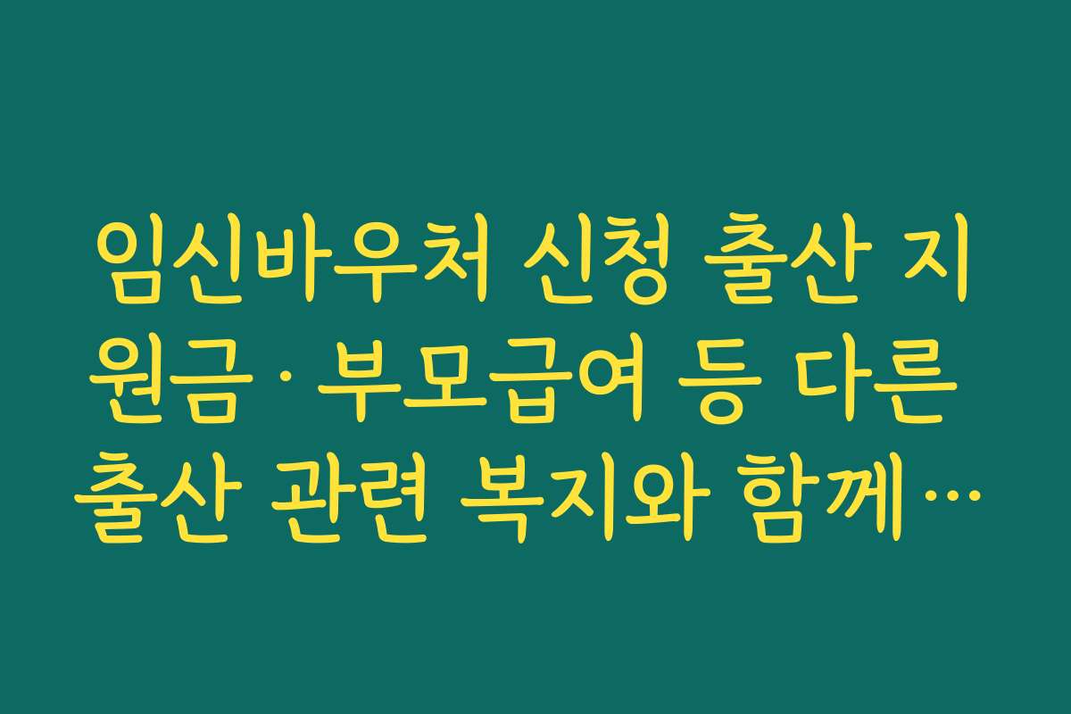 임신바우처 신청 출산 지원금·부모급여 등 다른 출산 관련 복지와 함께 설계하는 방법