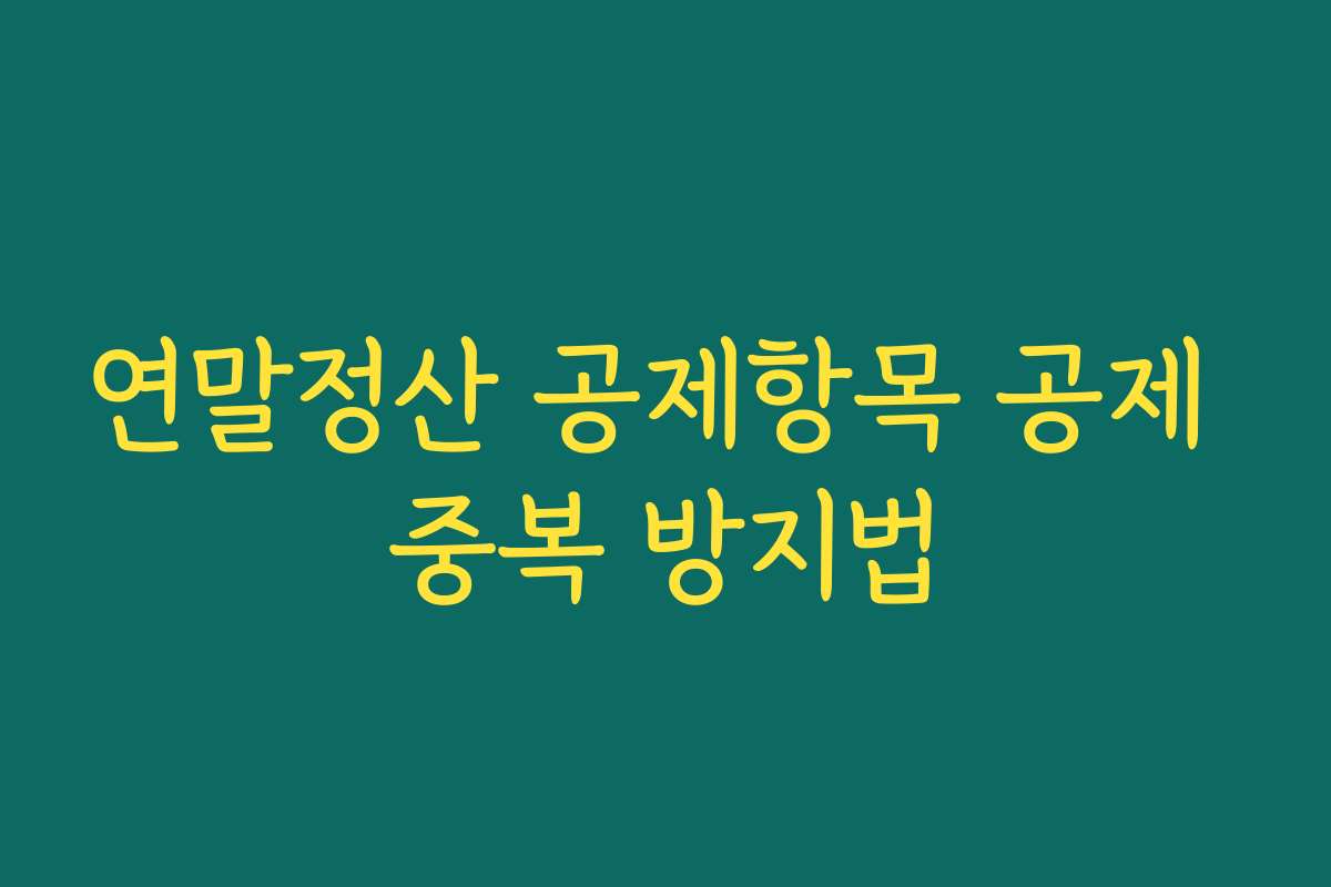 연말정산 공제항목 공제 중복 방지법