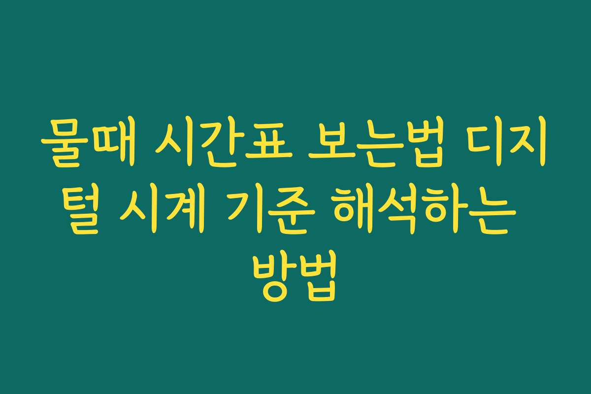 물때 시간표 보는법 디지털 시계 기준 해석하는 방법