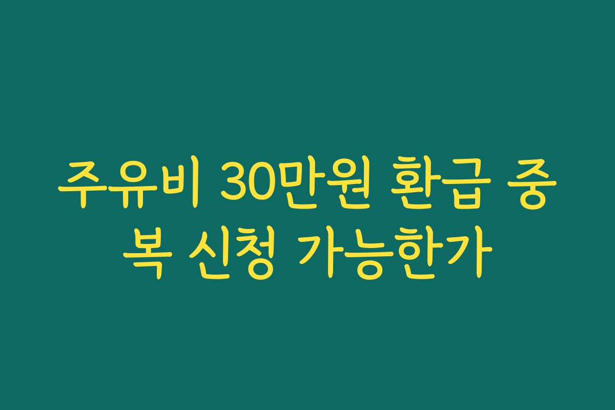 주유비 30만원 환급 중복 신청 가능한가