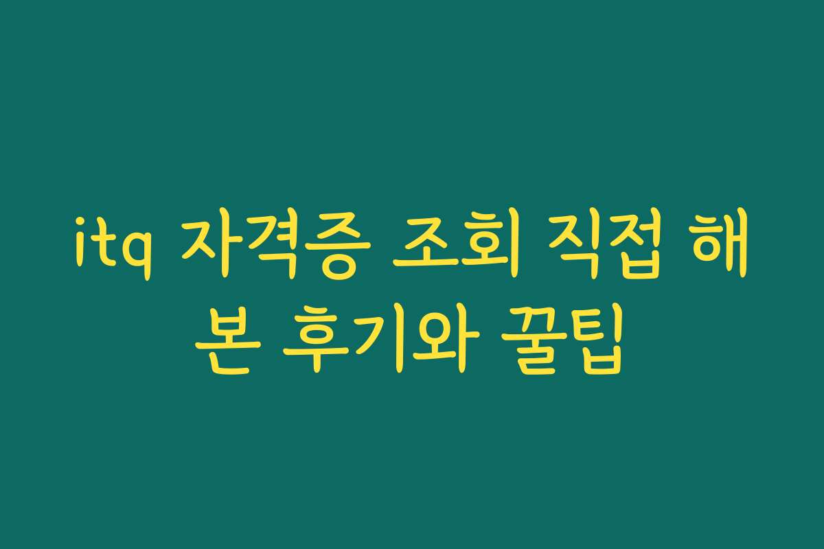 itq 자격증 조회 직접 해본 후기와 꿀팁
