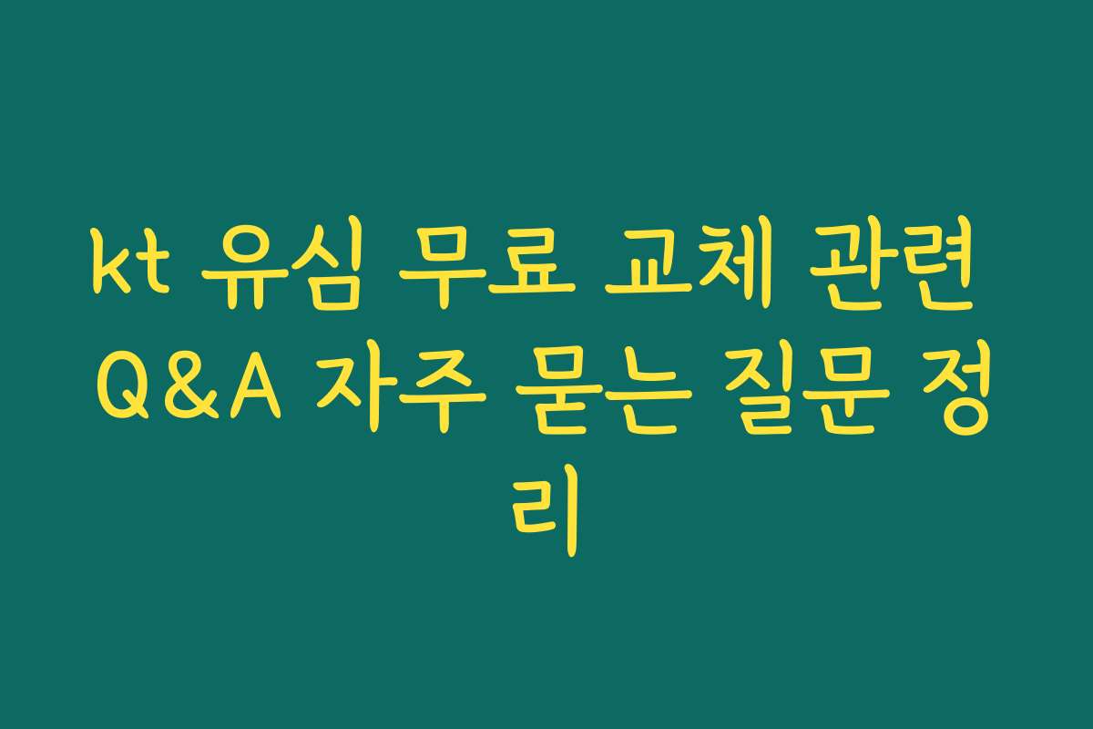 kt 유심 무료 교체 관련 Q&A 자주 묻는 질문 정리