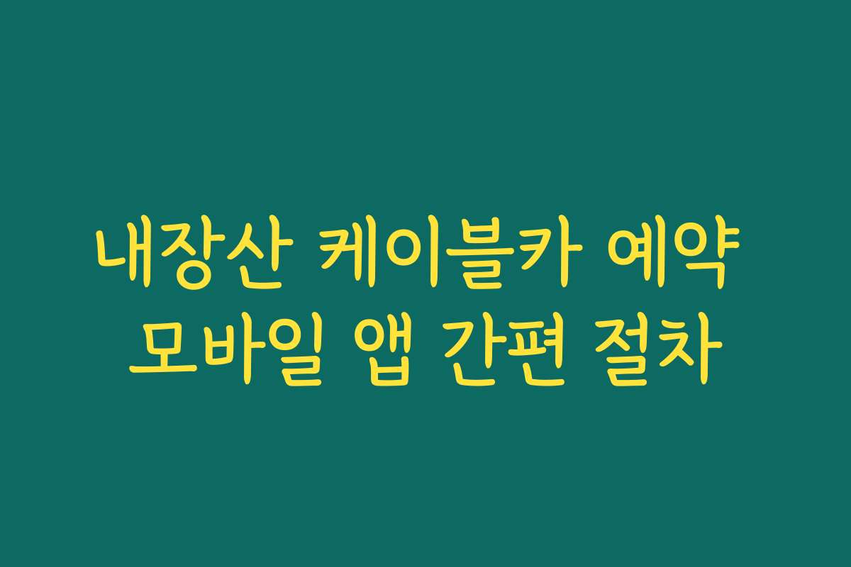 내장산 케이블카 예약 모바일 앱 간편 절차