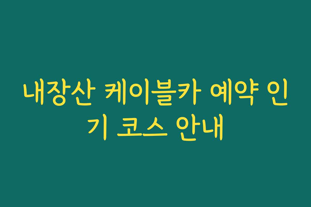 내장산 케이블카 예약 인기 코스 안내