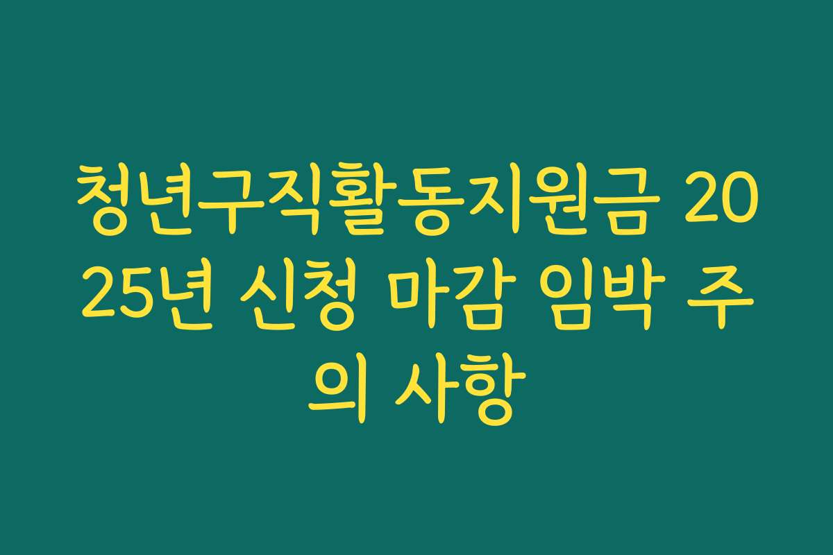 청년구직활동지원금 2025년 신청 마감 임박 주의 사항
