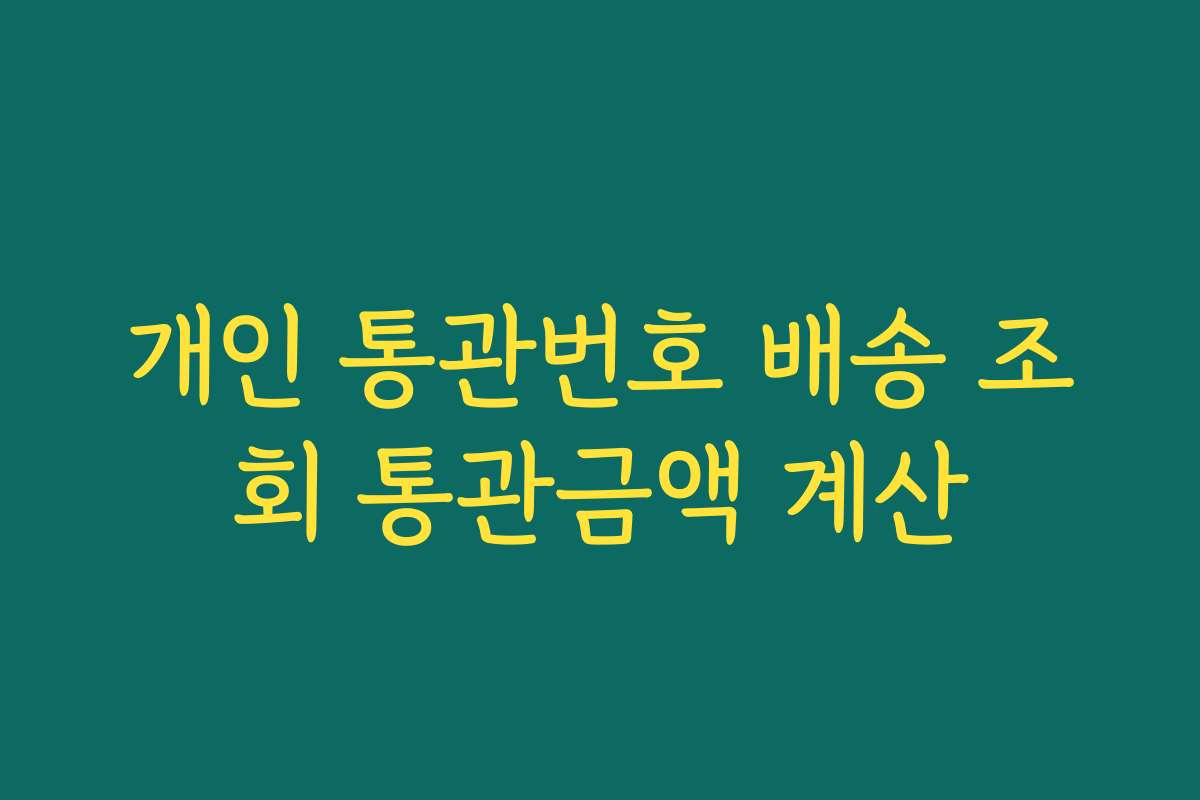 개인 통관번호 배송 조회 통관금액 계산