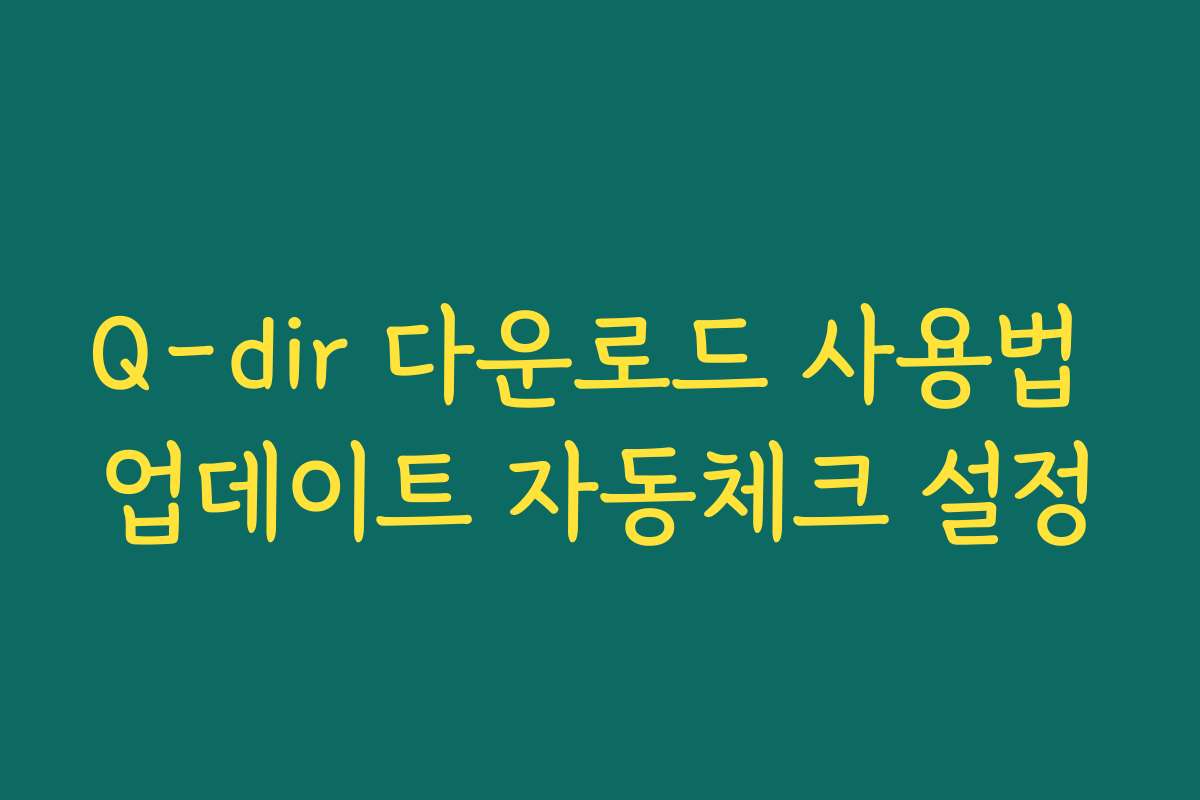 Q-dir 다운로드 사용법 업데이트 자동체크 설정