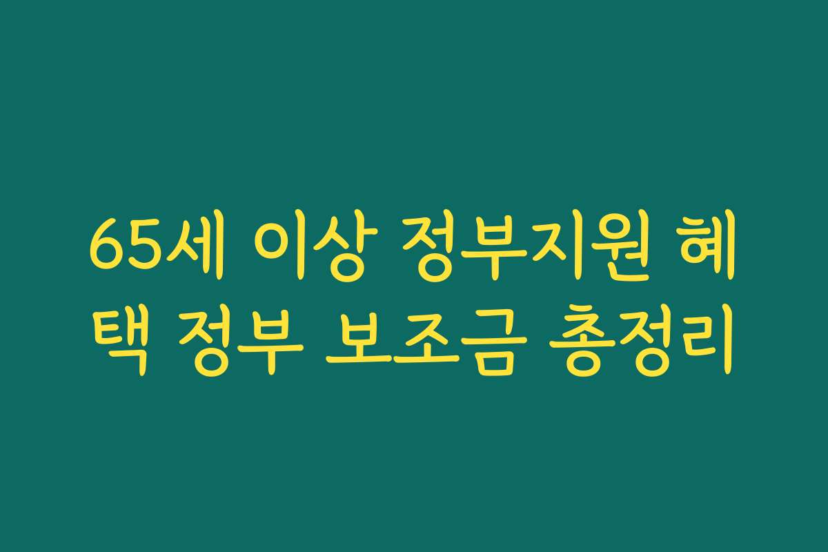 65세 이상 정부지원 혜택 정부 보조금 총정리