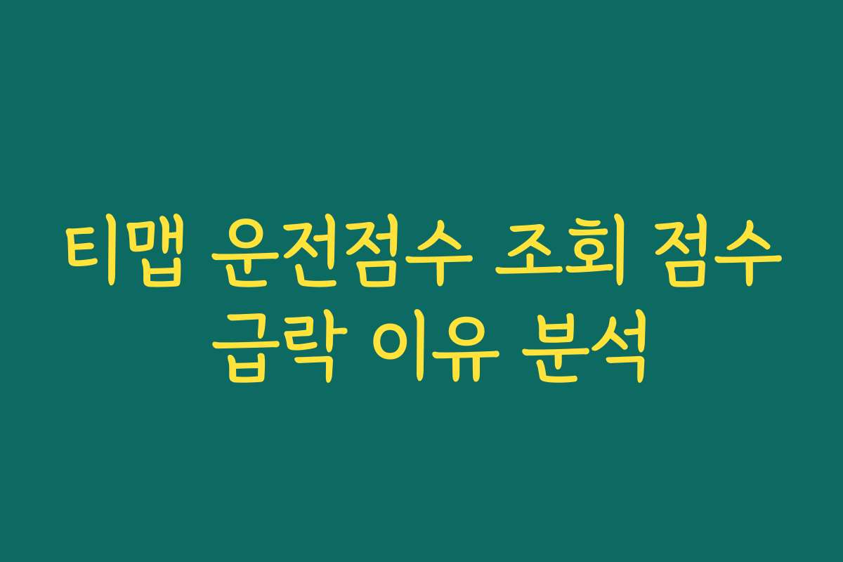 티맵 운전점수 조회 점수 급락 이유 분석