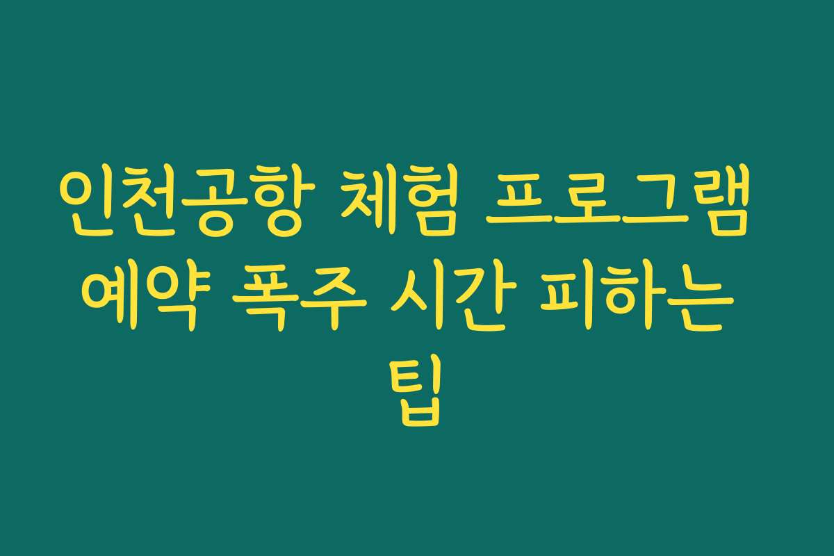 인천공항 체험 프로그램 예약 폭주 시간 피하는 팁