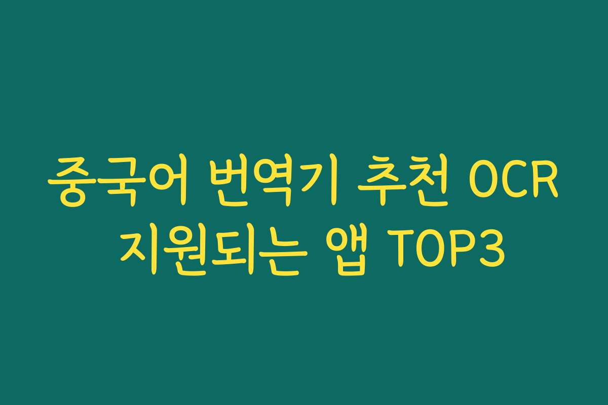 중국어 번역기 추천 OCR 지원되는 앱 TOP3