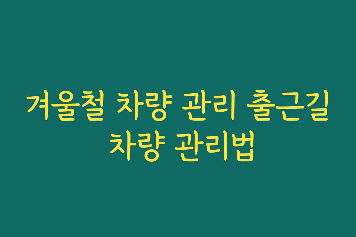 겨울철 차량 관리 출근길 차량 관리법