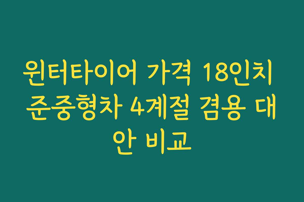 윈터타이어 가격 18인치 준중형차 4계절 겸용 대안 비교