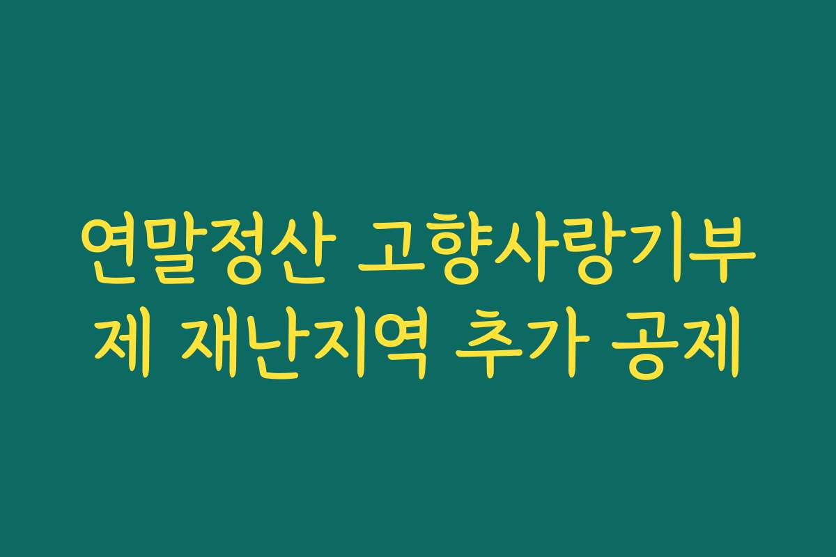연말정산 고향사랑기부제 재난지역 추가 공제