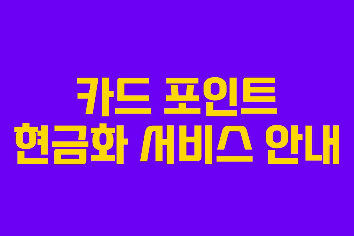 카드 포인트 현금화 서비스 안내 카드 포인트 현금화 서비스 안내