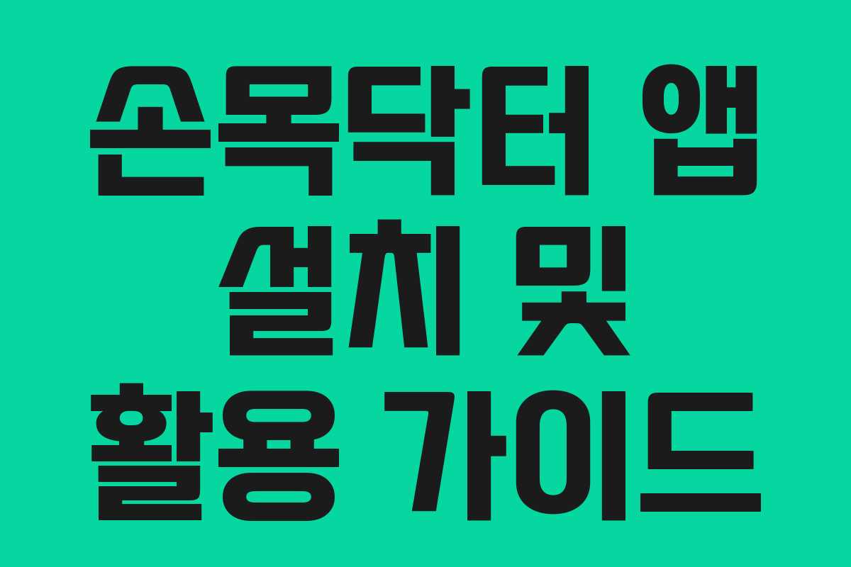 손목닥터 앱 설치 및 활용 가이드