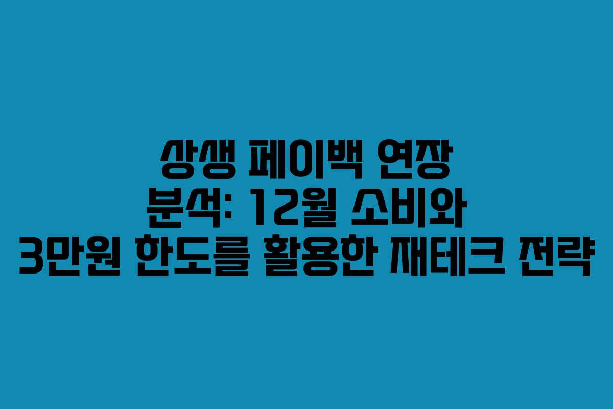 상생 페이백 연장 분석: 12월 소비와 3만원 한도를 활용한 재테크 전략