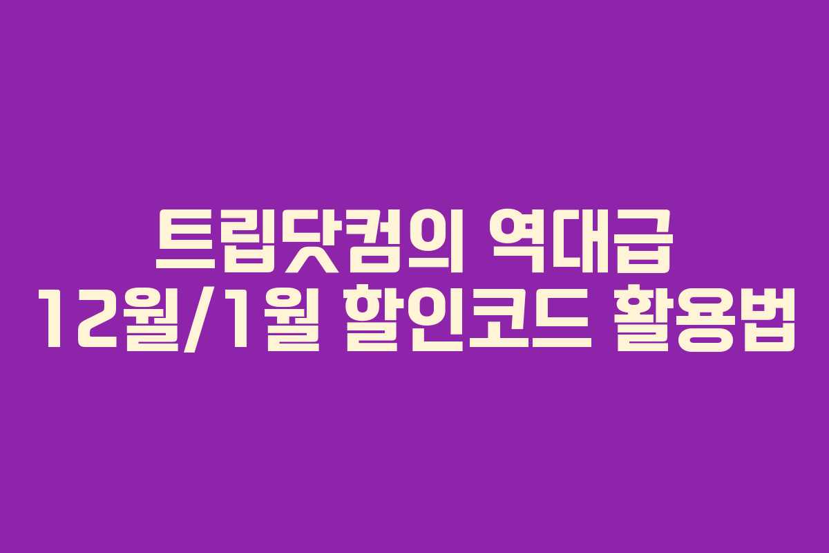 트립닷컴의 역대급 12월/1월 할인코드 활용법