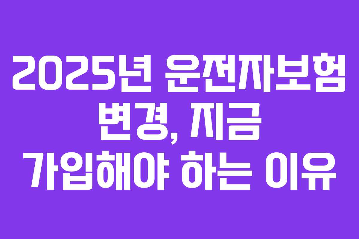 2025년 운전자보험 변경, 지금 가입해야 하는 이유