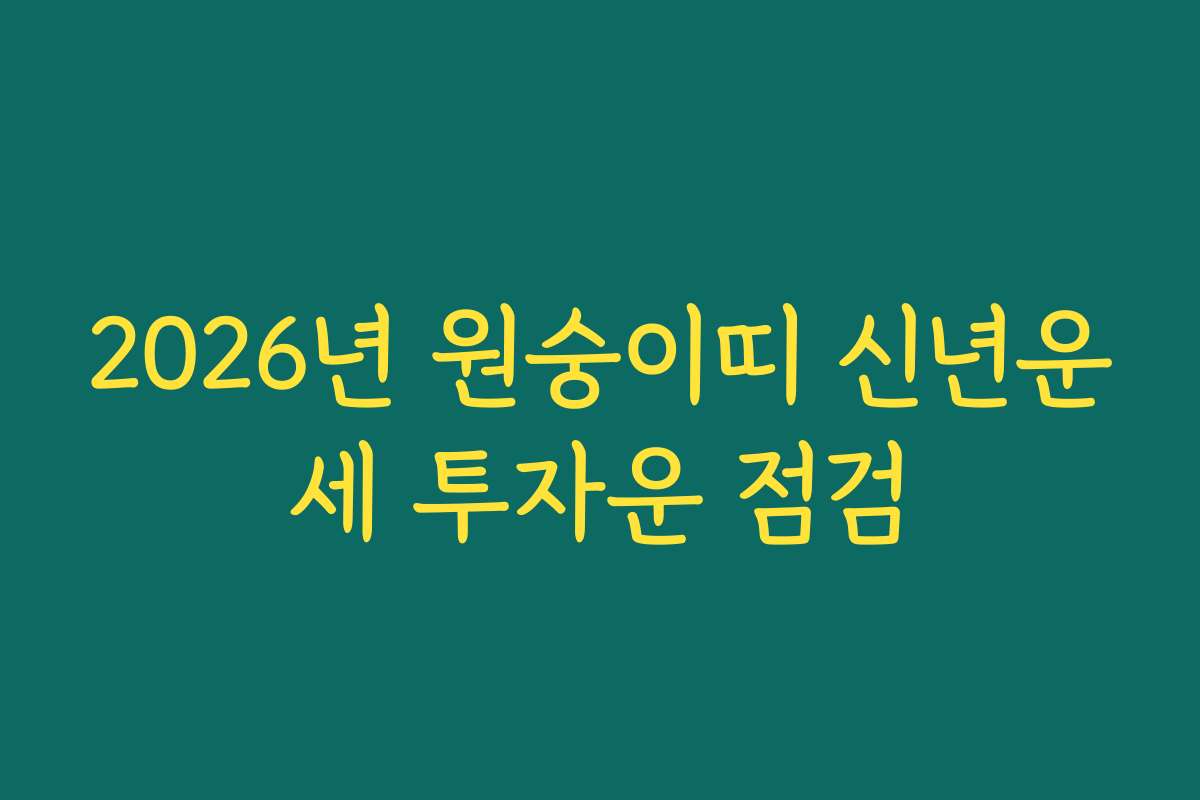 2026년 원숭이띠 신년운세 투자운 점검