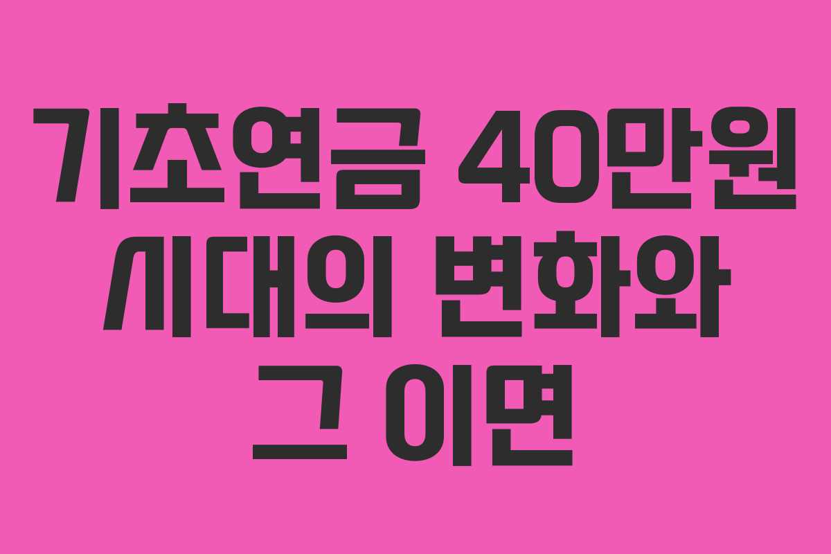 기초연금 40만원 시대의 변화와 그 이면