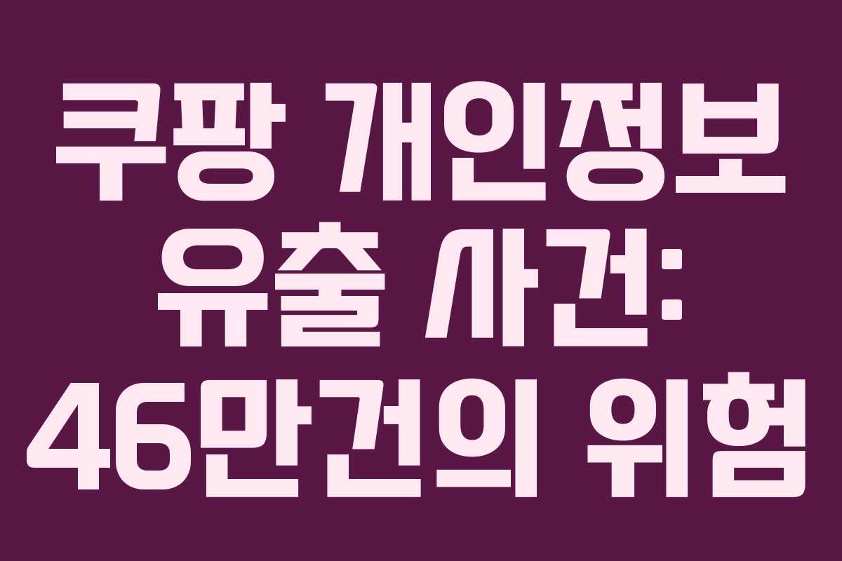 쿠팡 개인정보 유출 사건: 46만건의 위험
